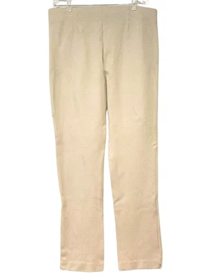 Chico's Sz 1R (8) Pull-On Knit Dress Pants 30"L White Beige Houndstooth Stretch - Image 1 of 4