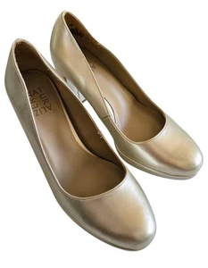 Naturalizer Berlin Womens 8 Gold Metalic Platform Pump Block Heel Arch Support - Picture 1 of 7