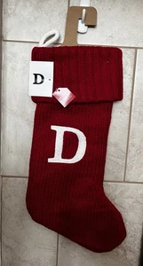 Nuevo Wondershop Initial D Monograma Tejido 19" Medias de Navidad Letras Rojas - Imagen 1 de 1