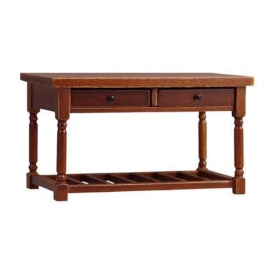 Tavolo in legno in miniatura per casa delle bambole 1/12 per decorazione - Immagine 1 di 4