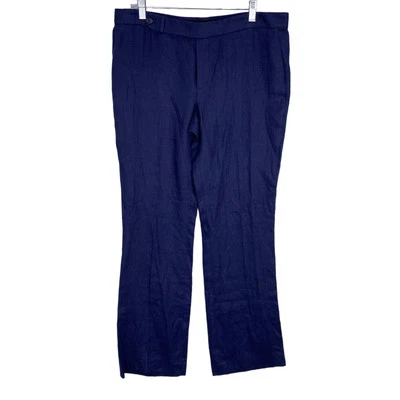 Pantalones Ralph Lauren Etiqueta Negra 100% Lino Talla 12 Pierna Ancha Azul Marino Pantalones Foto 1 de 4