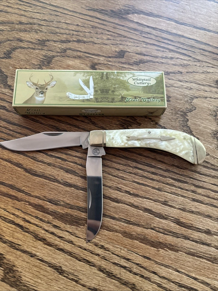 Cuchillo de bolsillo alemán de 2 hojas para cubiertos de cola blanca de acero inoxidable Foto 1 de 1