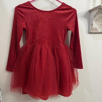 Cat And Jack Red/ Gold Soft Stretchy Holiday Christmas Tutu Dress Girls S 6/7 - Image 1 of 4