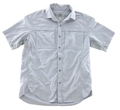 REI Light Blue Nylon Stretch Breathable Button Up Pocket Short Sleeve Shirt M - Image 1 of 4