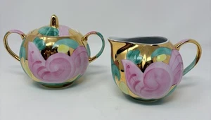 Pink Bird Sugar Bowl And Creamer Set Dulevo Porcelain Factory Russian USSR - Picture 1 of 20