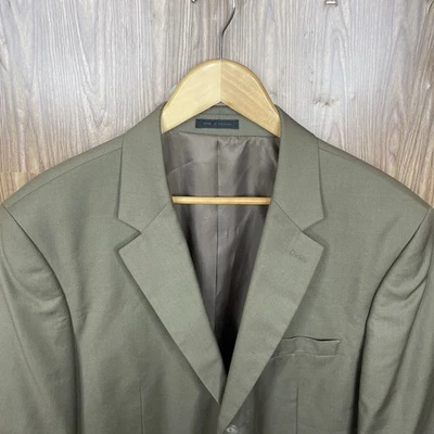 Andrew Fezza Blazer Jacket Mens 44R Olive Green Solid Polyester Double Vented - Image 1 of 4