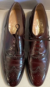 SELTENE Salvatore Ferragamo rote Leder Budapester Brogue Oxford elegante Schuhe S 11 1/2 - Bild 1 von 8
