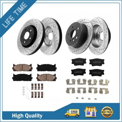 Front Rear Drilled brake Rotor Brake Pad for 2013-2017 ES350 Toyota Camry Avalon - Image 1 of 4
