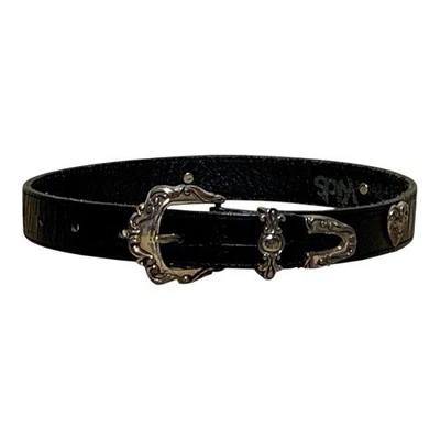 Винтажный западный черный кожаный ремень BRIGHTON KIDS размер XS. 25053  - Изображение 1 из 4