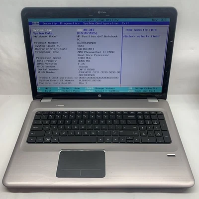HP Pavilion DV7 AMD Phenom II 1.80GHz 4GB RAM DDR3 1066MHz  PC - BIOS Laptop Foto 1 de 4