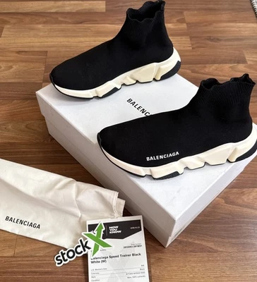 Balenciaga women’s  Speed Trainers Size 8 Black & White w/box, StockX Proof - Image 1 of 4