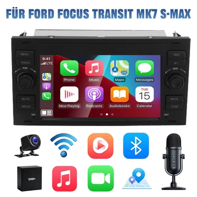 DAB+ Android 13 Autoradio Für Ford Focus Transit MK7 S-Max 2+64G Carplay GPS Kam - Bild 1 von 4