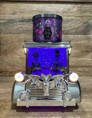New Bath & Body Works LIGHT UP HEARSE WATERGLOBE 3 Wick Candle Holder Free Ship - Image 1 of 4