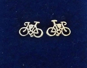 Sterling Silver TINY 7x11mm Bicycle Bike Stud Studs Posts Earrings - Picture 1 of 2