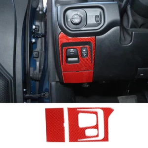 2×Red Carbon Fiber Handbrake Switch Button Panel Trim For Dodge Ram 1500 2018-23 - Picture 1 of 11