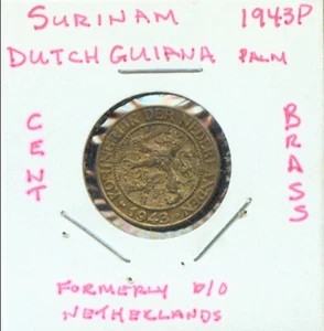 WORLD COINS SURINAM 1943P 1 CENT COIN (2G712) BU COIN - Picture 1 of 3