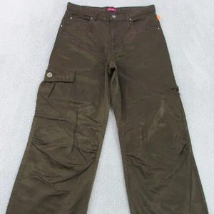 Escada Pants Girls Teen Size 14 L30 Brown Satin Relaxed Straight Cargo - Picture 1 of 14