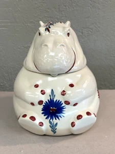 Vintage Abingdon Keramik Keksdose # 549 Nilpferd mit blauen Blumen - Bild 1 von 16