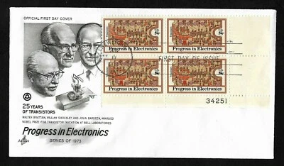 #1501 8c Progress in Electronics -Transistors - ArtCraft FDCPB4 Plt #34251 - Image 1 of 2