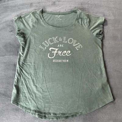 Camiseta Lucky Brand Jeans Feminina Manga Curta Logotipo Verde GG - Imagem 1 de 4