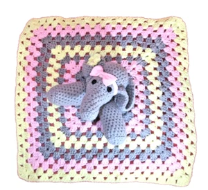 Baby Elefant Decke Security Lovey Handarbeit gehäkelt - Bild 1 von 9