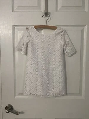 Lilly Pulitzer Girl’s Dress Small White Lace Overlay (S415) - Image 1 of 4