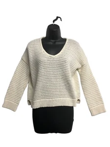 Madewell Womens Top Waffel Cropped V Neck Sweater Cream Size XXS - Picture 1 of 10