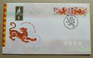 1998 Christmas Island Zodiac Animals Lunar Year of the Tiger 2v Stamps FDC - Picture 1 of 3