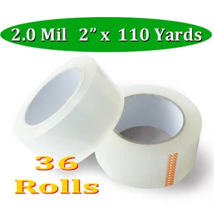 36 Rolls Carton Heavy Duty Sealing Packing Tape Clear 110 Yard Rolls 2 Mill Tape - Picture 1 of 5