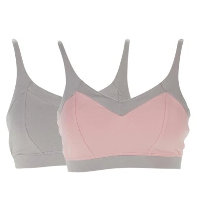 Rhonda Shear 2Pc Cotton-Blend Bra Back Closure POWDER PINK GRAY XL NWOT (203) - Image 1 of 4