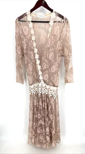 De Colección Jessica McClintock Gunne Rosa Caída Cintura Encaje Transparente Superposición Gatsby L/XL - Imagen 1 de 13