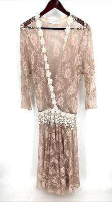 De Colección Jessica McClintock Gunne Rosa Caída Cintura Encaje Transparente Superposición Gatsby L/XL Foto 1 de 4