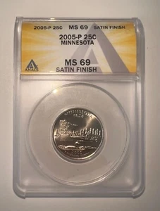 2005-P Washington Quarter Minnesota ANACS MS 69 Satin Finish - Picture 1 of 2