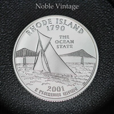 2001 S Silver Proof Rhode Island State Quarter - From Proof set - 90% Silver - Image 1 of 2