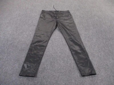 Pantalones Adriano Goldschmied Mujer 31R Negro AG Farrah Ajustados Tobillo Con Cordones Motociclista Foto 1 de 4