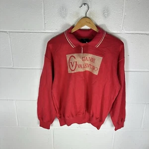 Vintage Gianni Valentino Sweatshirt Mens Medium Red Gold Spell Out 90s Italy - Picture 1 of 10