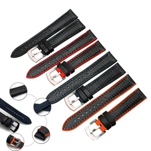 Correa de reloj impermeable de fibra de carbono/silicona con hebilla para Omega - Imagen 1 de 3