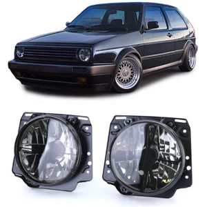 Juego de faros delanteros cromados negros con cruz para VW Golf II MK2 - Foto 1 di 7