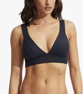 Seafolly Womens Banded Longline Triangle Bikini Top SwimsuitSize 14 (57) - Picture 1 of 6