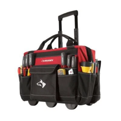Husky 18 Inch Rolling Tool Tote Heavy Duty Portable Tool Box with Pockets - Image 1 of 2