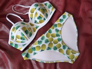 BNWOT Bikini bottoms neoprene green yellow pineapple size S - Picture 1 of 2