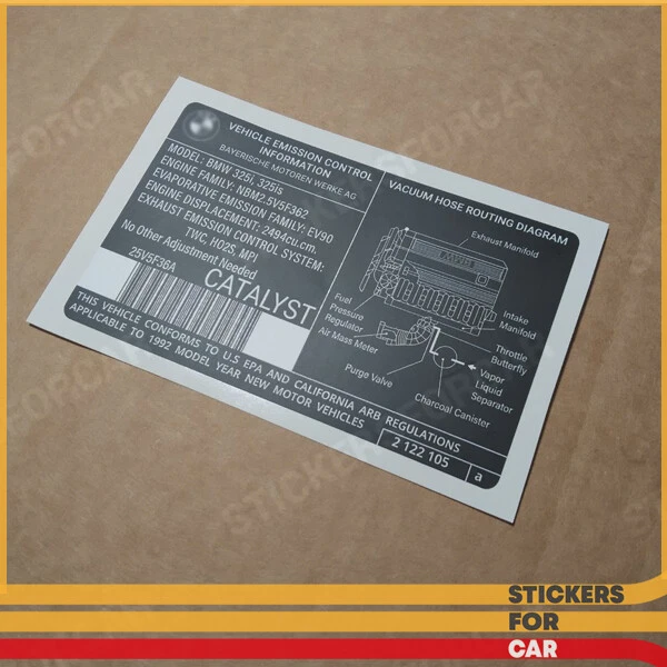 Контроль выбросов этикеток выхлопных газов BMW E36 325i 325is 1992 — 2122105a - Изображение 1 из 1