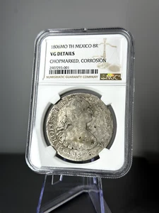 1806MO TH MEXICO SILVER 8R REALES COIN NGC VG DETAILS CHOPMARKED - Picture 1 of 2