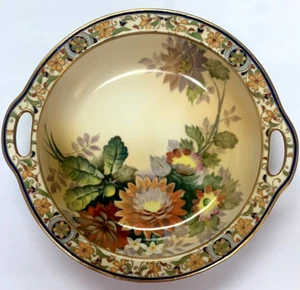 Antique Noritake Multi Color Gold Trim Handled Bowl 10" (with handles) x 9" XLNT - Picture 1 of 24