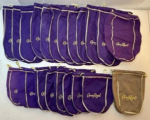 21 Crown Royal Beutel - 20 lila & 1 hellbraun - Basteln, Aufbewahrung, Würfel, Geschenke - Bild 1 von 2