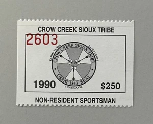 1990 Crow Creek Sioux Tribe Indian Reservation Sportsman Gaming Stamp CC# 40 - Picture 1 of 4