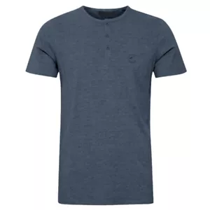 Indicode Herren T-Shirt mit Knopfleiste Baumwoll / Leinen Mix in Dark Denim - Bild 1 von 1