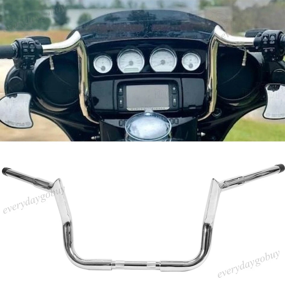 Manillar de barra Rise 10" Meathook Ape 1/4" para Harley Touring Street Glide 86-23 Foto 1 de 4