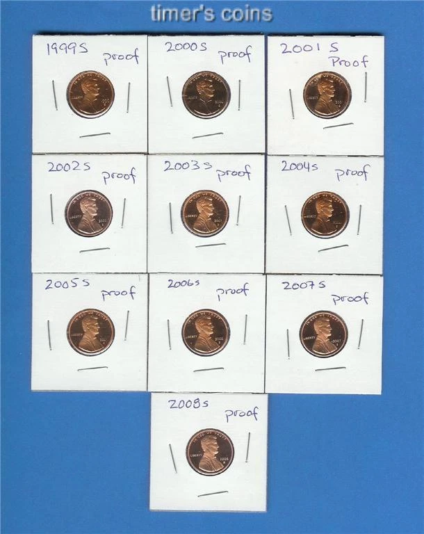 Centavo Lincoln Proof 1999-2008 - Juego de diez 1999 a 2008 Foto 1 de 1