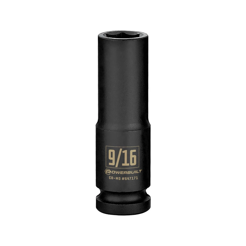 Powerbuilt 1/2 Inch Drive x 9/16 Inch 6 Point Deep Impact Socket - 647171 - Image 1 of 4